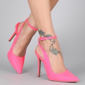 3 for $24: NWOT Qupid bright pink ankle wrap heels